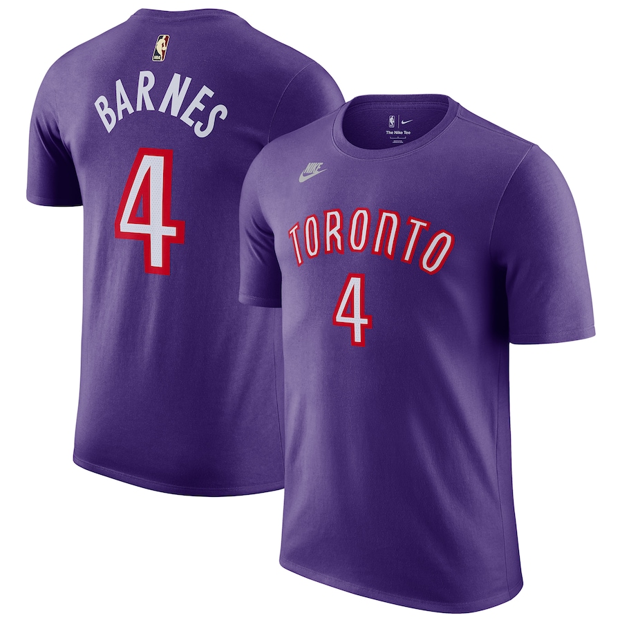 Men's Toronto Raptors Scottie Barnes Nike Purple Classic Edition Name & Number T-Shirt - Jersey