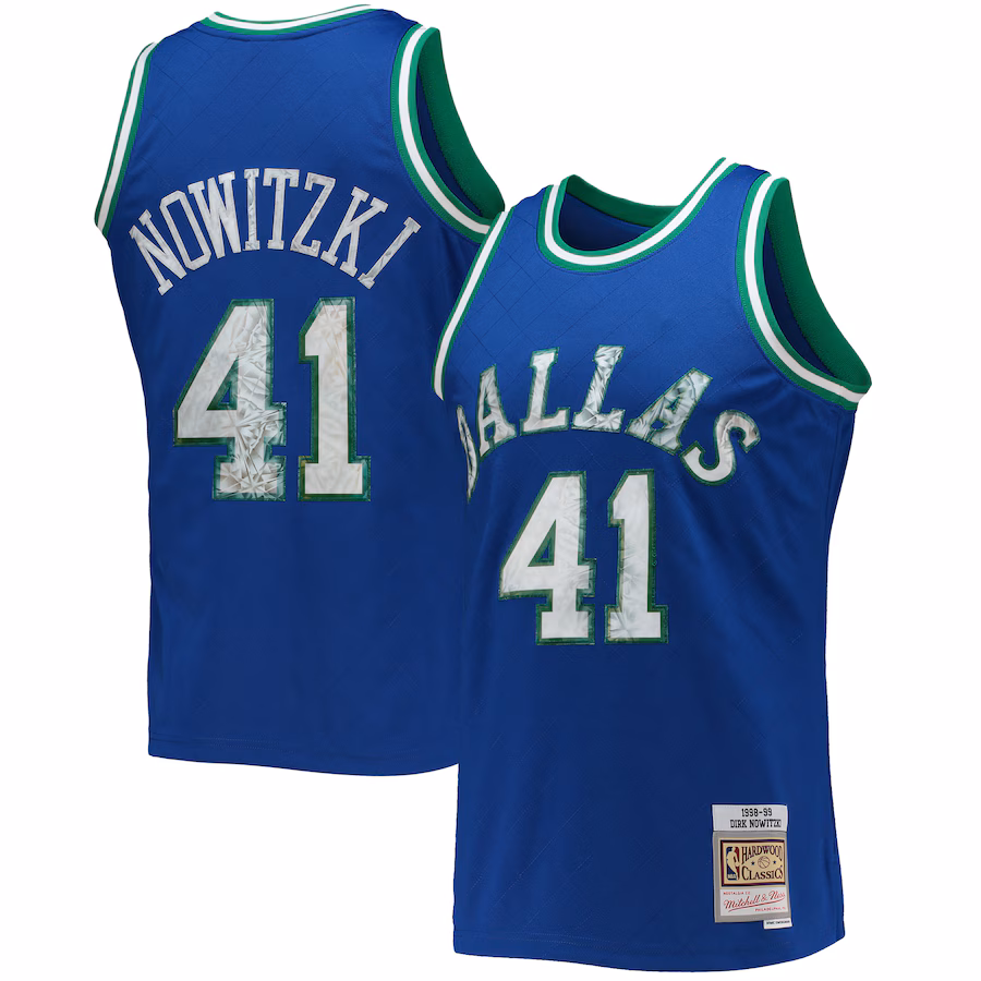 Men's Dallas Mavericks Dirk Nowitzki Mitchell & Ness Blue 1998/99 Hardwood Classics NBA 75th Anniversary Diamond Swingman Jersey - Jersey