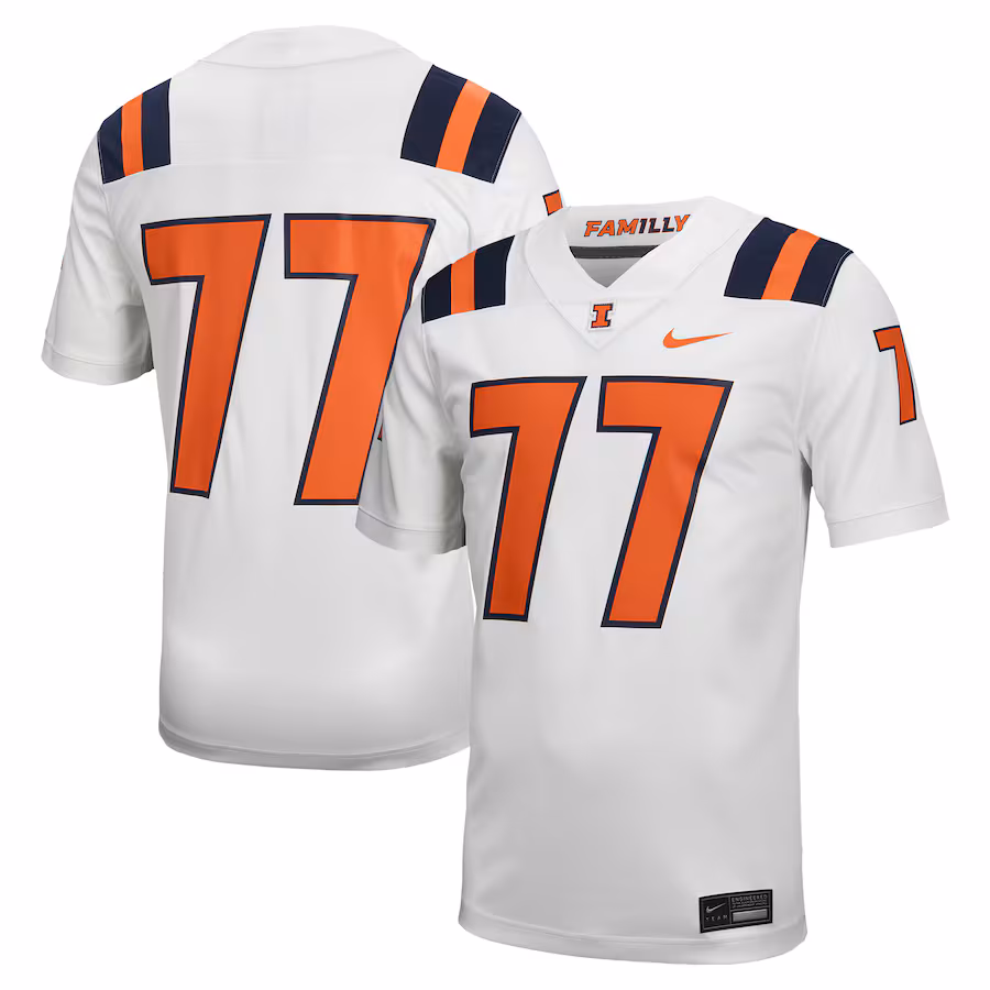 Men's Nike #77 White Illinois Fighting Illini Untouchable Football Jersey - Jersey
