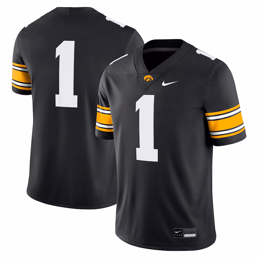 Men's Nike #1 Black Iowa Hawkeyes Game Jersey - Jersey