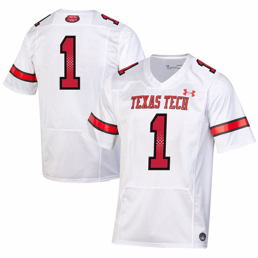 #1 Texas Tech Red Raiders Under Armour Throwback Replica Jersey - White - Jersey