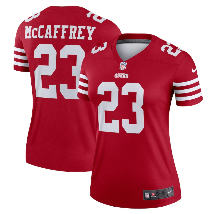 Women's San Francisco 49ers Christian McCaffrey Nike Scarlet Legend Player Performance Top - Jersey