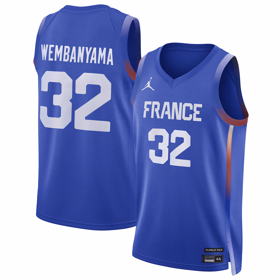 Men's France Basketball Victor Wembanyama Jordan Brand Royal 2024 Summer Olympics Player Limited Basketball Jersey - Jersey