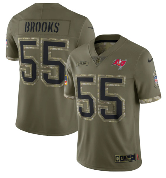 Men's Tampa Bay Buccaneers #55 Derrick Brooks 2022 Olive Salute To Service Limited Stitched Jersey - Jersey
