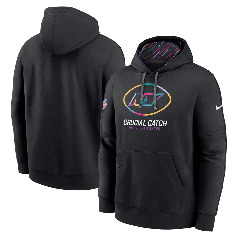 Men's New York Jets Nike Black 2024 NFL Crucial Catch Club Pullover Hoodie - Jersey