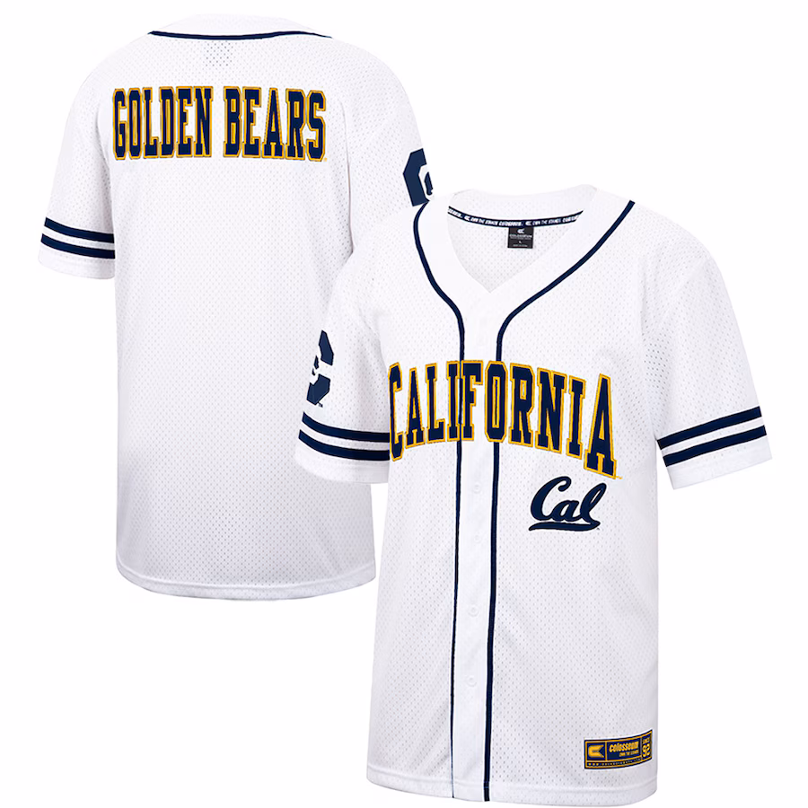 Men's Colosseum White Cal Bears Free Spirited Mesh Button-Up Baseball Jersey - Jersey
