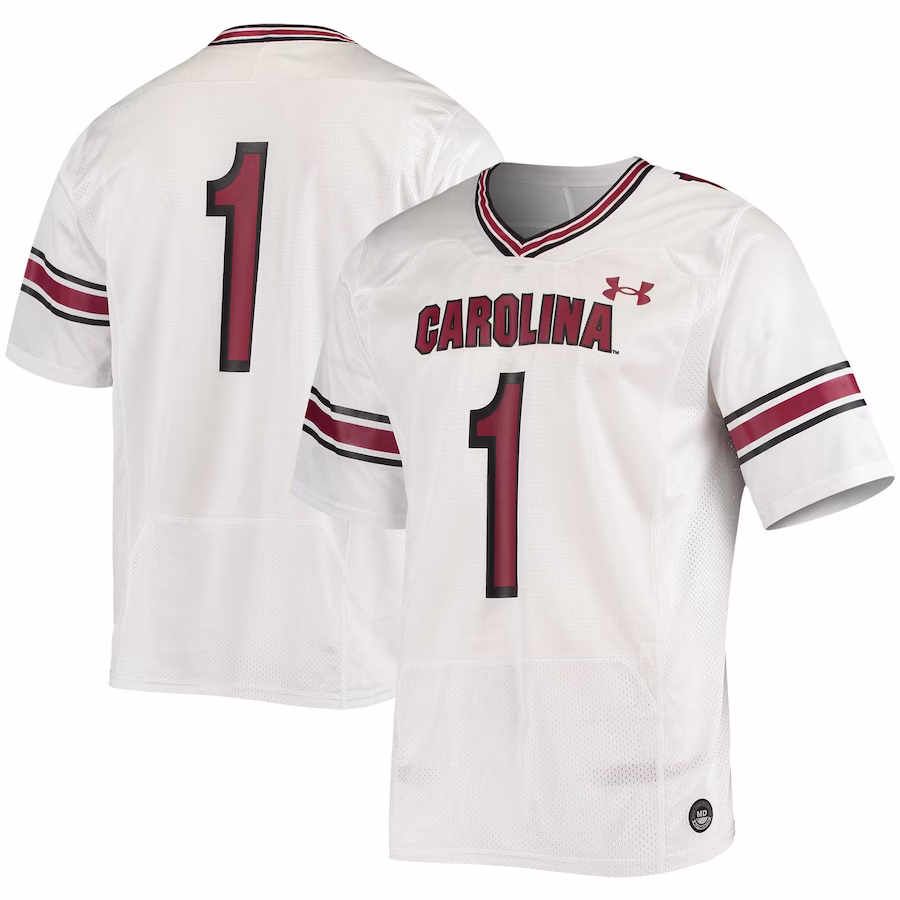 #1 South Carolina Gamecocks Under Armour Logo Replica Football Jersey - White - Jersey
