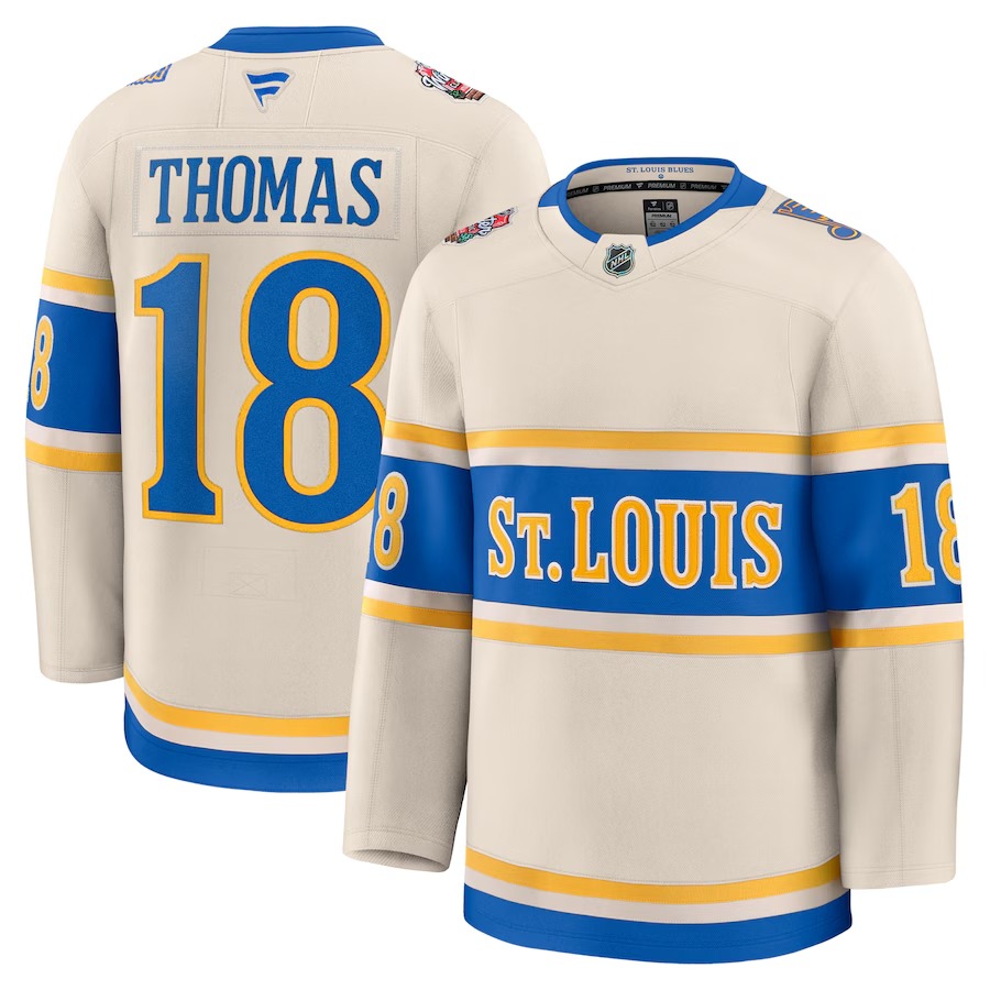 Men's St. Louis Blues Robert Thomas Fanatics Cream 2025 NHL Winter Classic Premium Player Jersey - Jersey