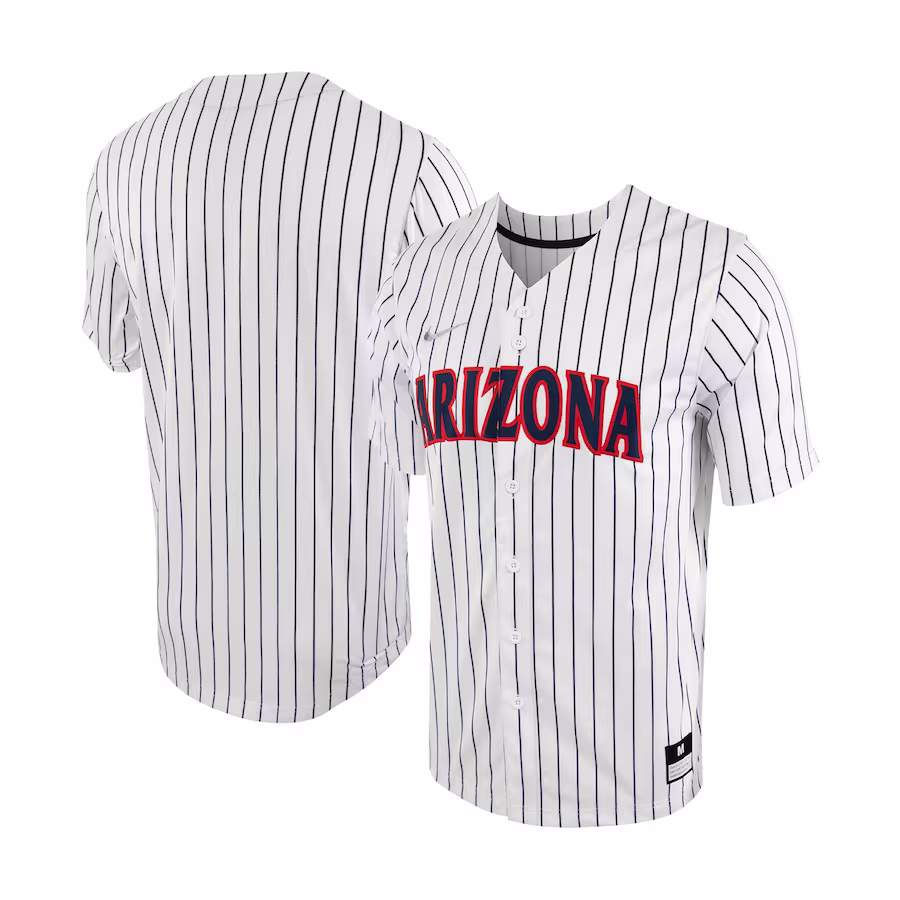 Arizona Wildcats Nike Pinstripe Replica Full-Button Baseball Jersey - White/Navy - Jersey