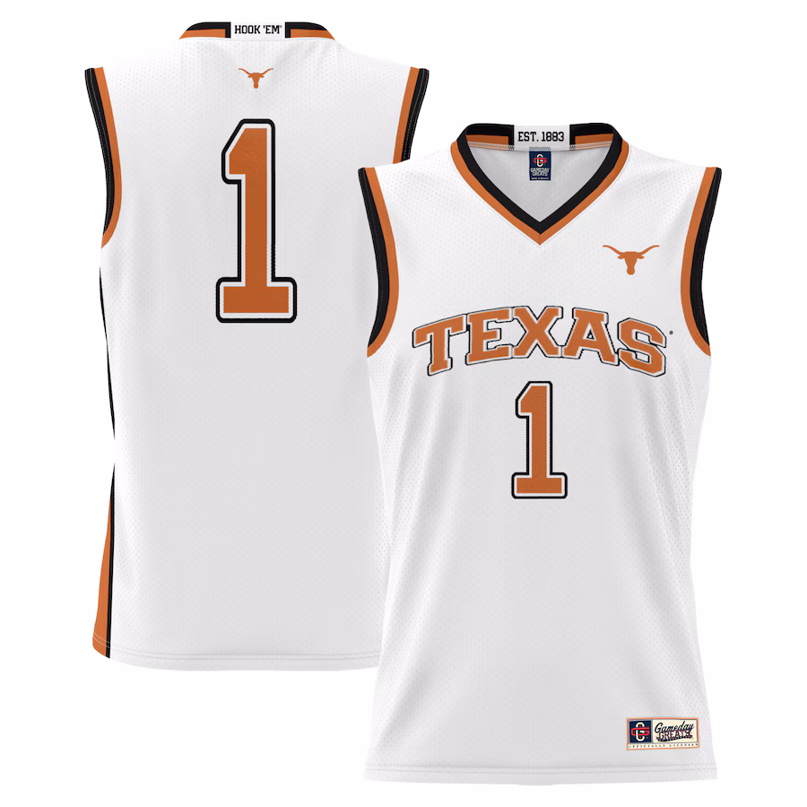 GameDay Greats  White #1 Texas Longhorns Replica Lightweight Basketball Jersey - Jersey
