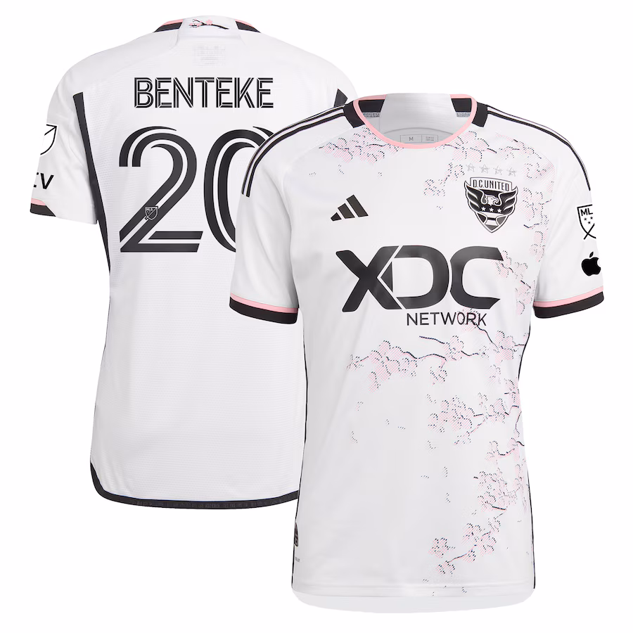 Men's D.C. United Christian Benteke adidas White 2023 The Cherry Blossom Kit Authentic Player Jersey - Jersey