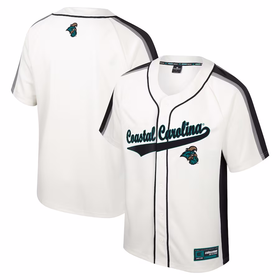Coastal Carolina Chanticleers Colosseum Ruth Button-Up Baseball Jersey - Cream - Jersey