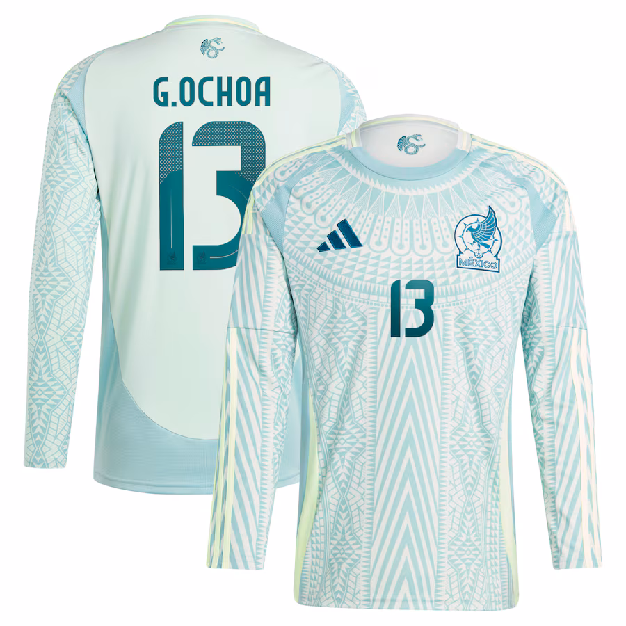 Men's Mexico National Team Guillermo Ochoa adidas Green 2024 Away Replica Player Long Sleeve Jersey - Jersey
