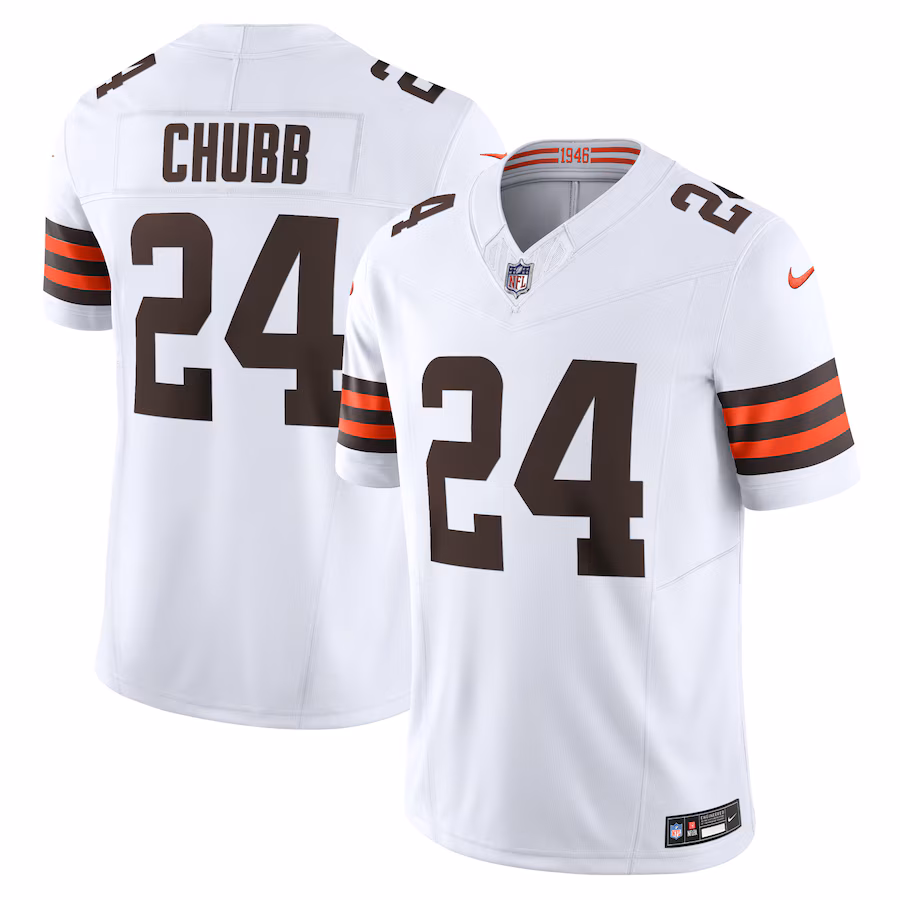 Men's Cleveland Browns Nick Chubb Nike White Vapor F.U.S.E. Limited Jersey - Jersey