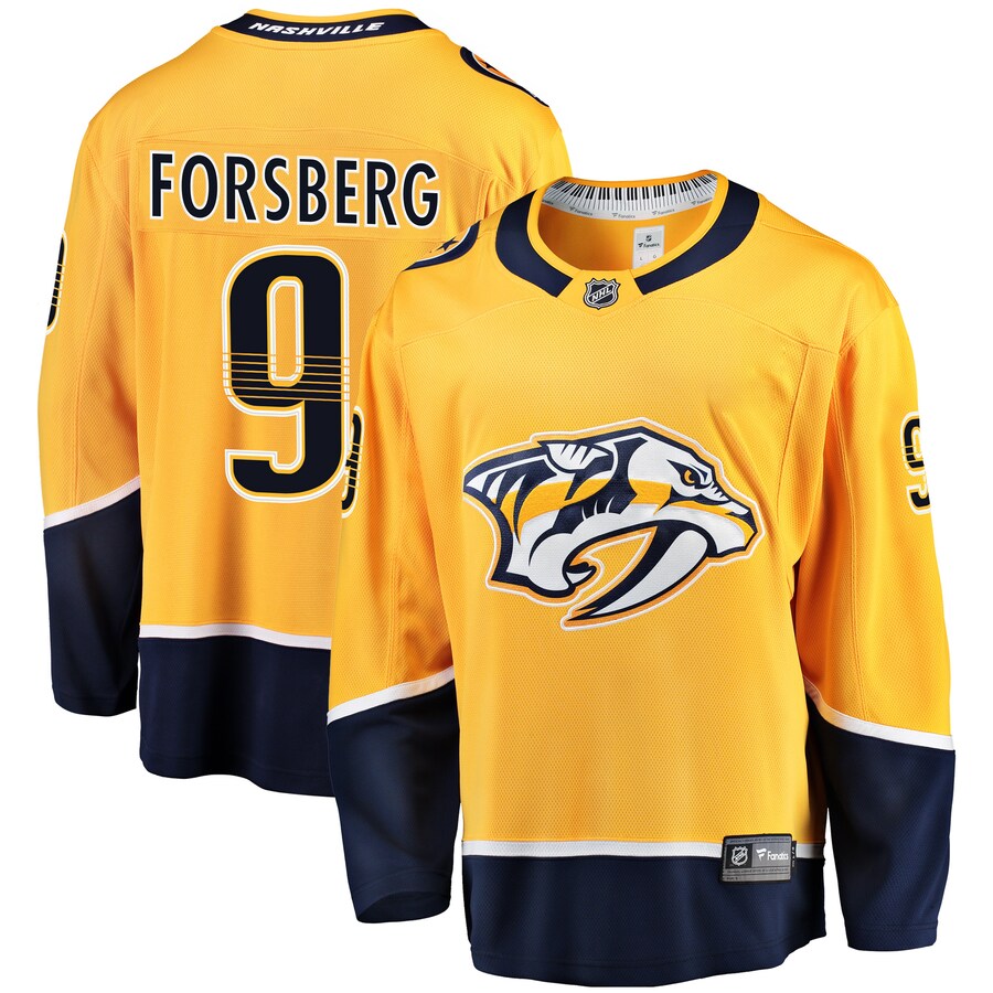 Men's Nashville Predators Filip Forsberg Fanatics Branded Gold Breakaway Player Jersey - Jersey