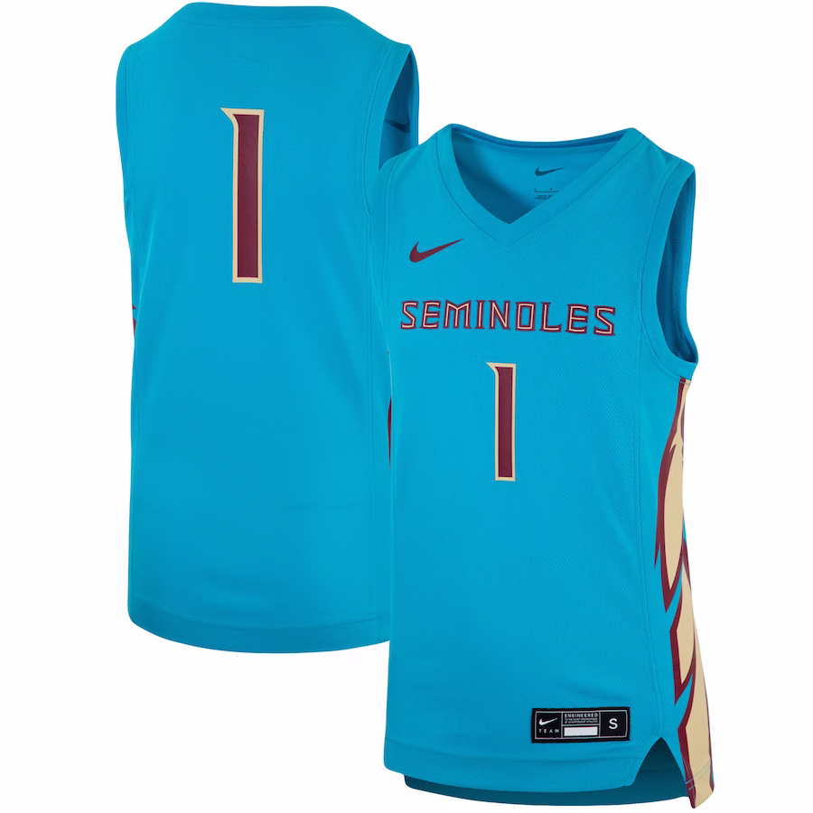 #1 Florida State Seminoles Nike Youth Seminoles Heritage Team Replica Basketball Jersey - Turquoise - Jersey