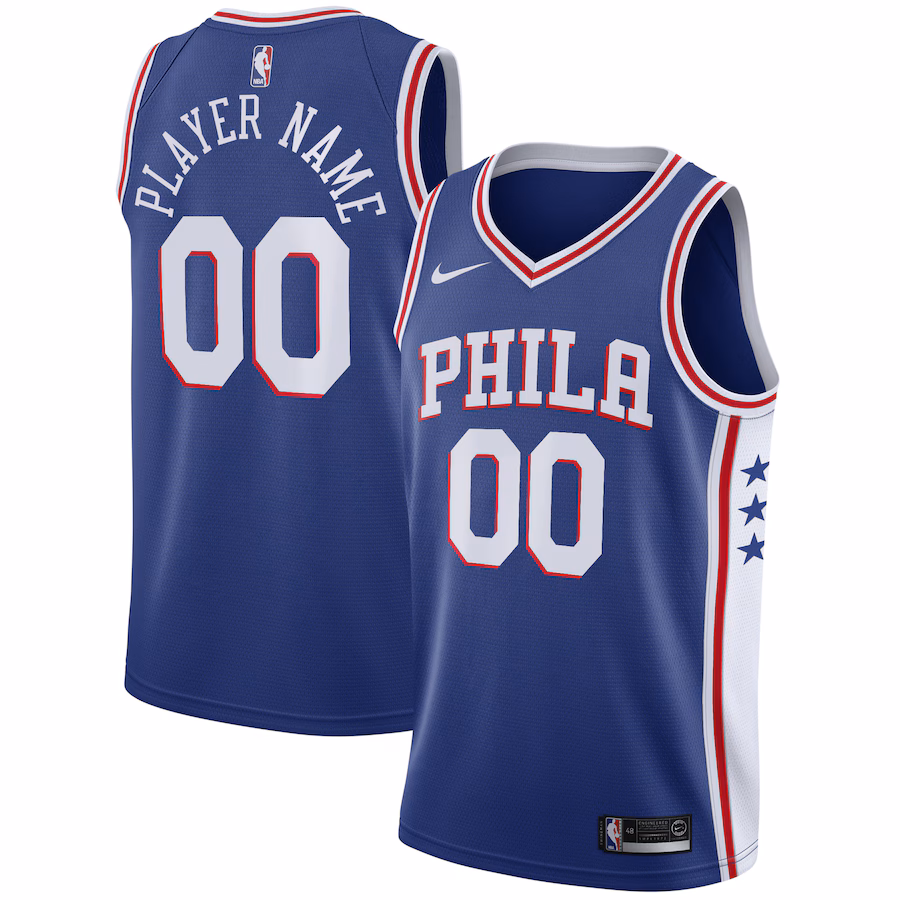 Men's Philadelphia 76ers Nike Blue Swingman Custom Jersey - Icon Edition - Jersey