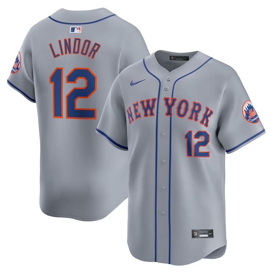 Men's New York Mets Francisco Lindor Nike Gray Away Limited Player Jersey - Jersey