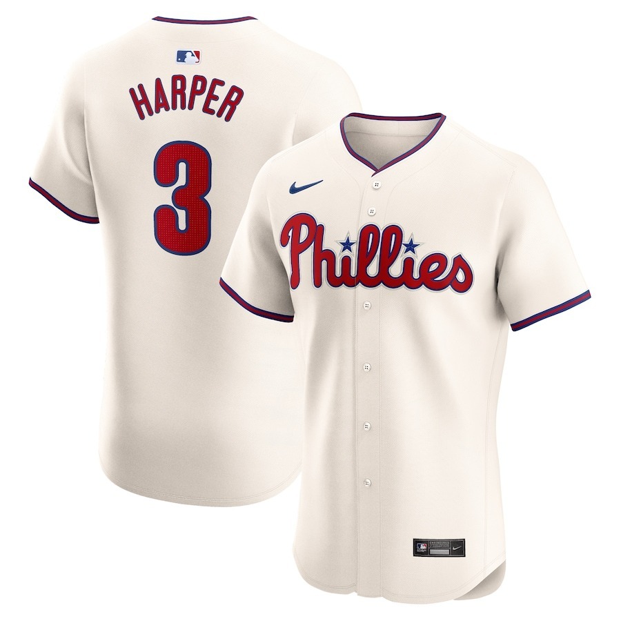 Men's Philadelphia Phillies Bryce Harper Nike Cream Alternate Elite Player Jersey - Jersey