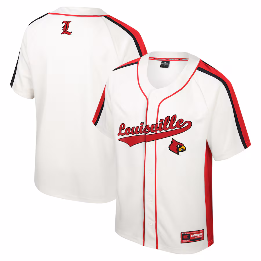 Men's Colosseum Cream Louisville Cardinals Ruth Button-Up Baseball Jersey - Jersey