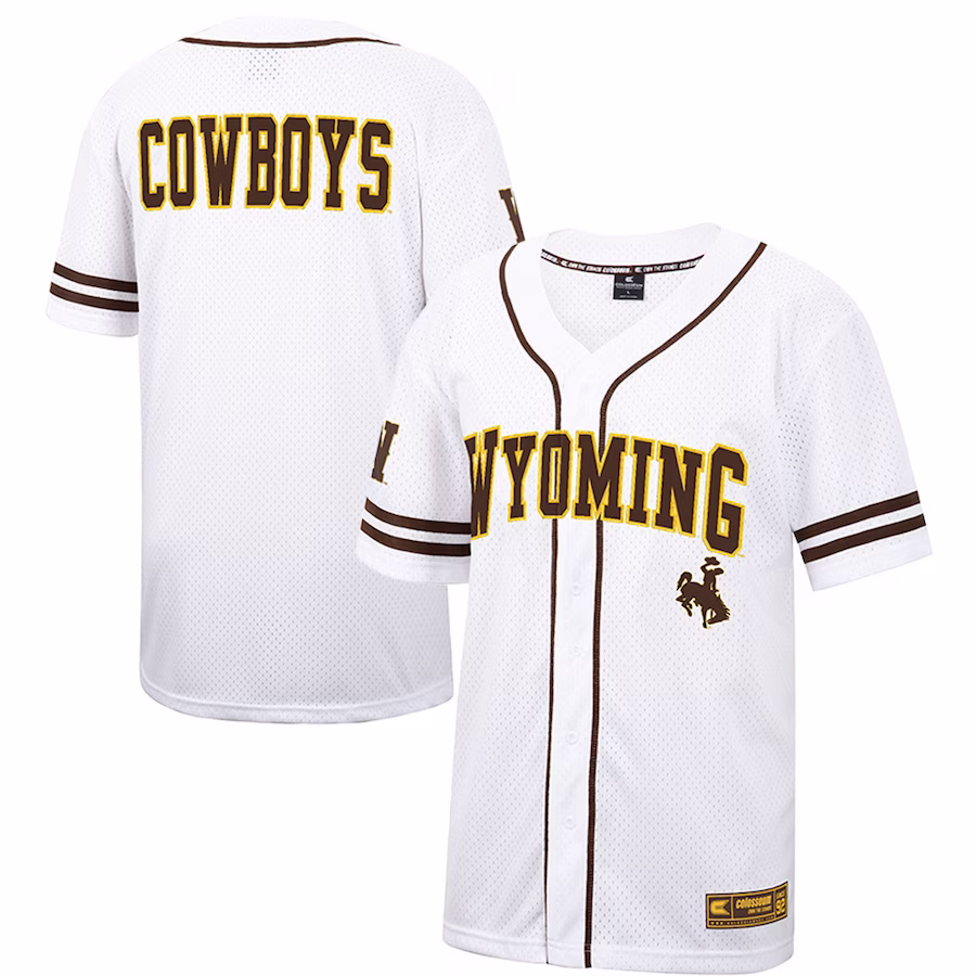 Wyoming Cowboys Colosseum Free Spirited Mesh Button-Up Baseball Jersey - White - Jersey