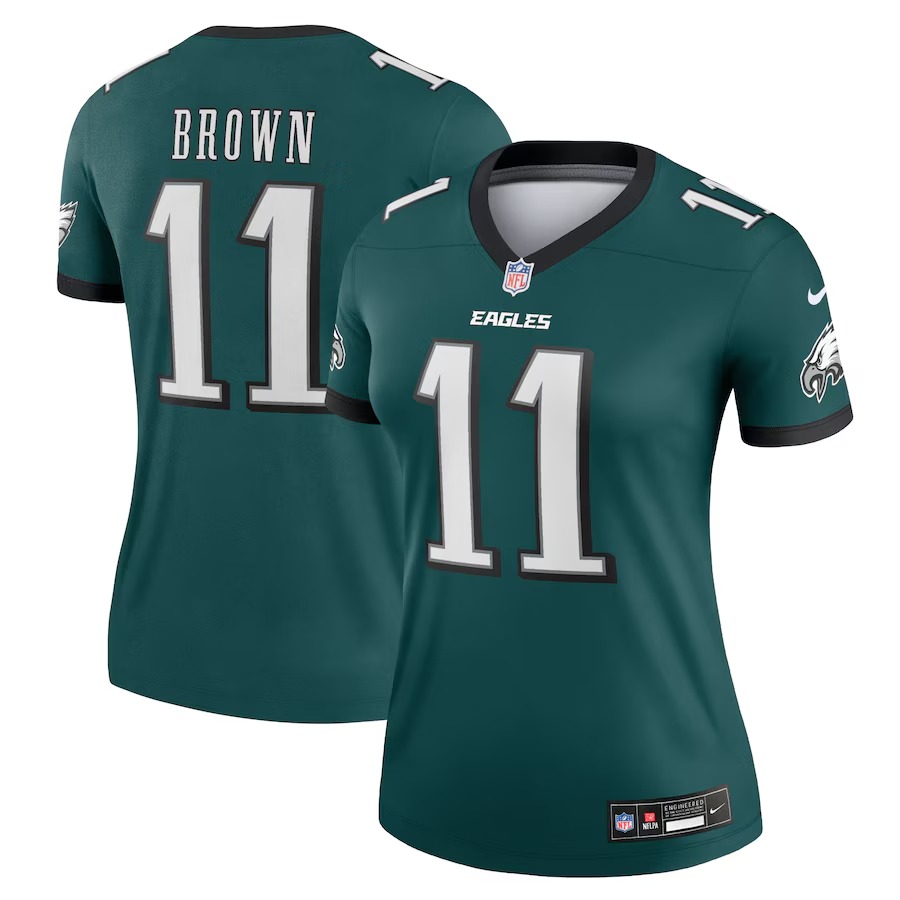 Women's Philadelphia Eagles A.J. Brown Nike Midnight Green Legend Player Performance Top - Jersey