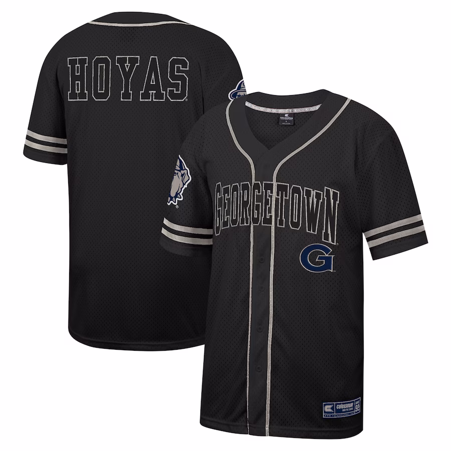 Georgetown Hoyas Colosseum Free Spirited Mesh Button-Up Baseball Jersey - Black - Jersey