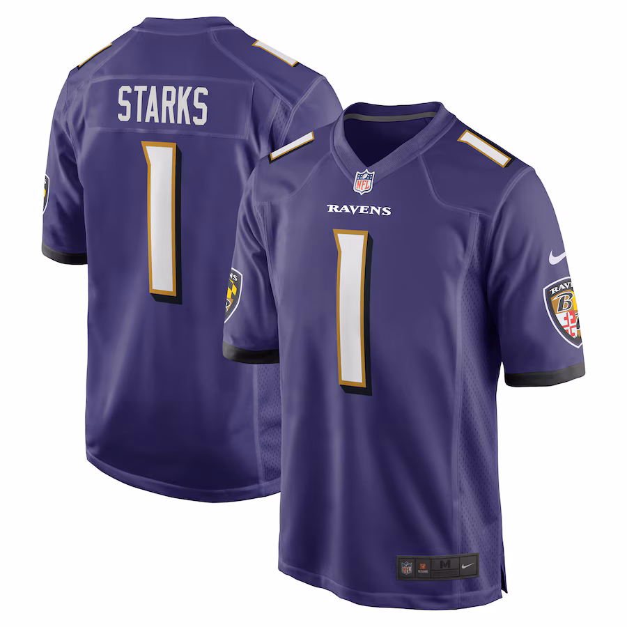 Men's Baltimore Ravens Malaki Starks Nike Purple 2025 NFL Draft First Round Pick Game Jersey - Jersey
