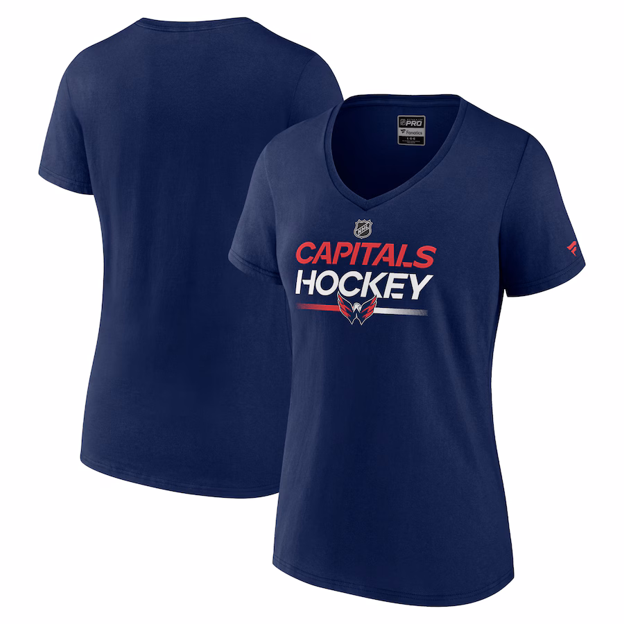 Women's Washington Capitals Fanatics Navy Authentic Pro V-Neck T-Shirt - Jersey