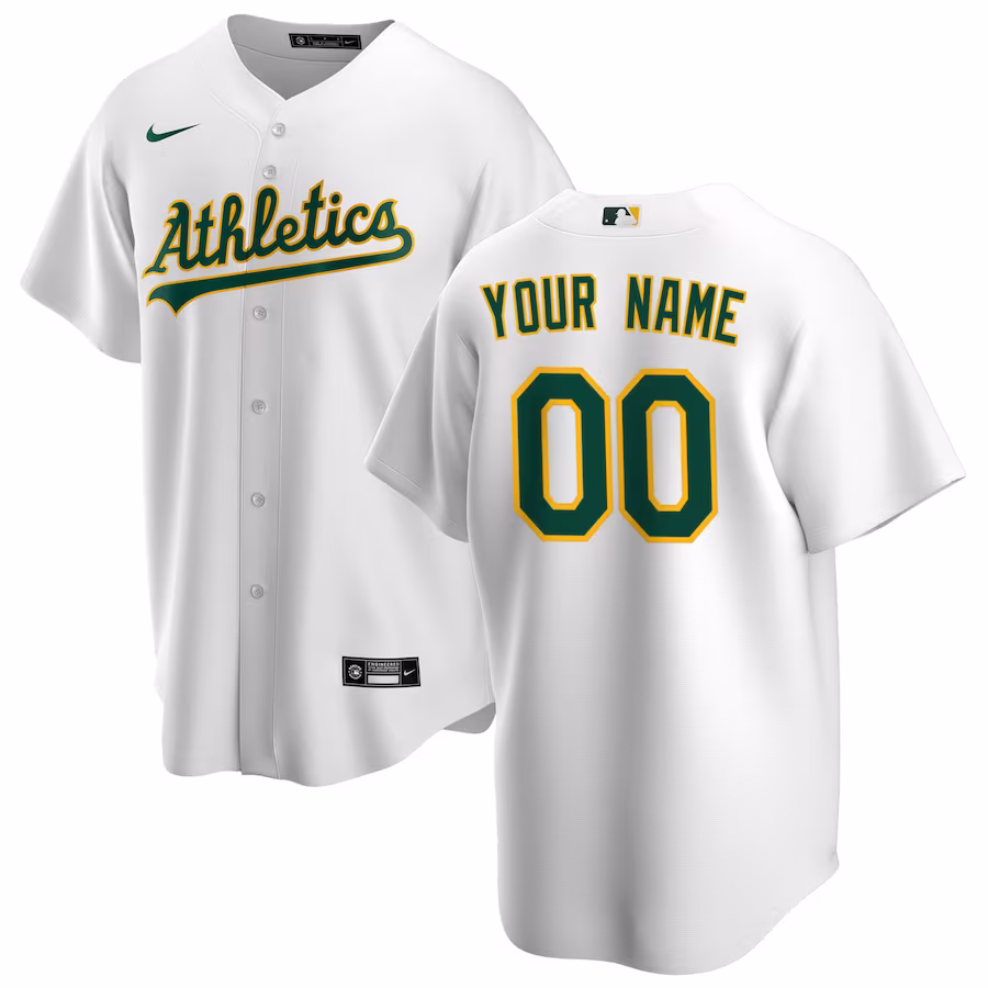 Youth Oakland Athletics Nike White Home Replica Custom Jersey - Jersey