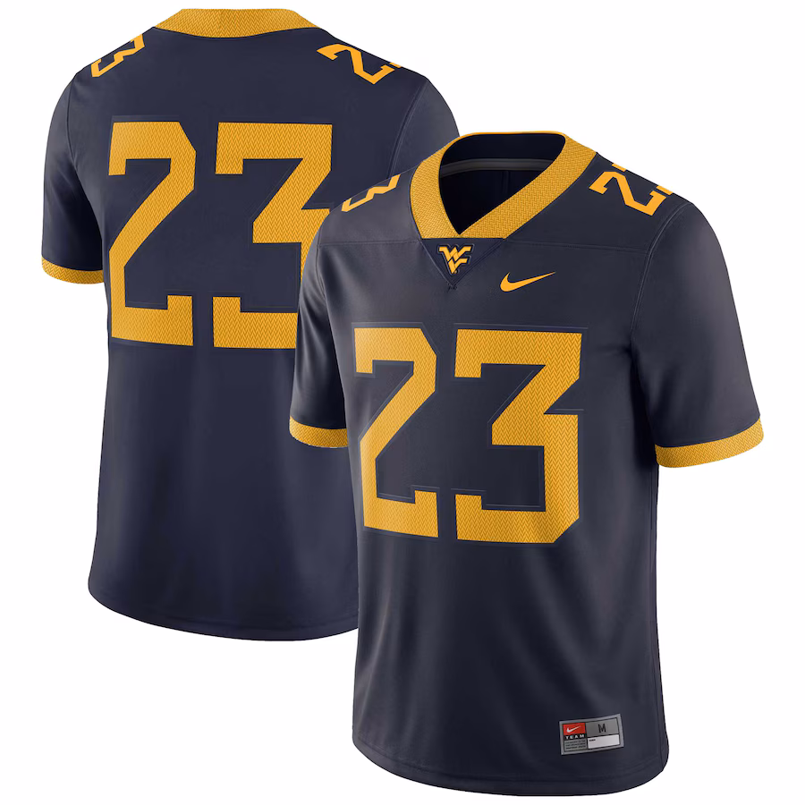 Men's Nike #23 Navy West Virginia Mountaineers Game Jersey - Jersey