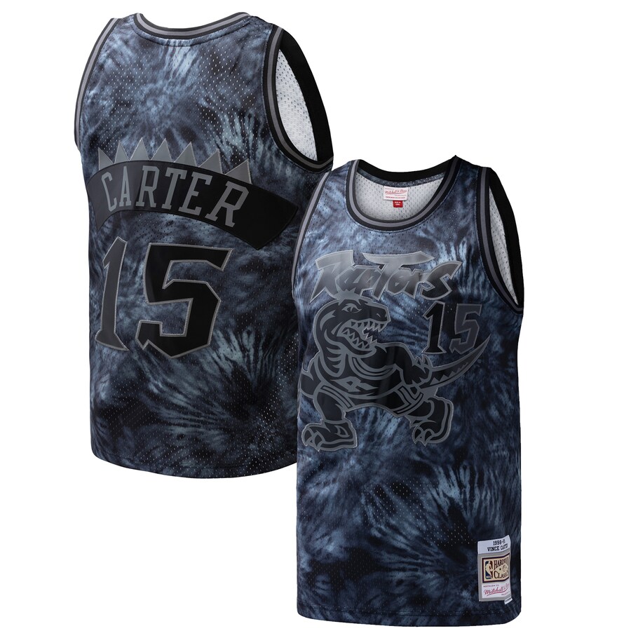 Men's Toronto Raptors Vince Carter Mitchell & Ness Black Hardwood Classics 1998/99 Tie-Dye Swingman Jersey - Jersey