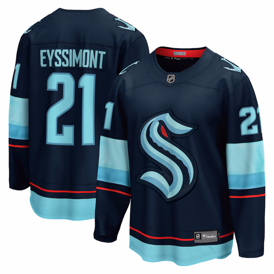 Men's Seattle Kraken Mikey Eyssimont Fanatics Deep Sea Blue Home Breakaway Jersey - Jersey