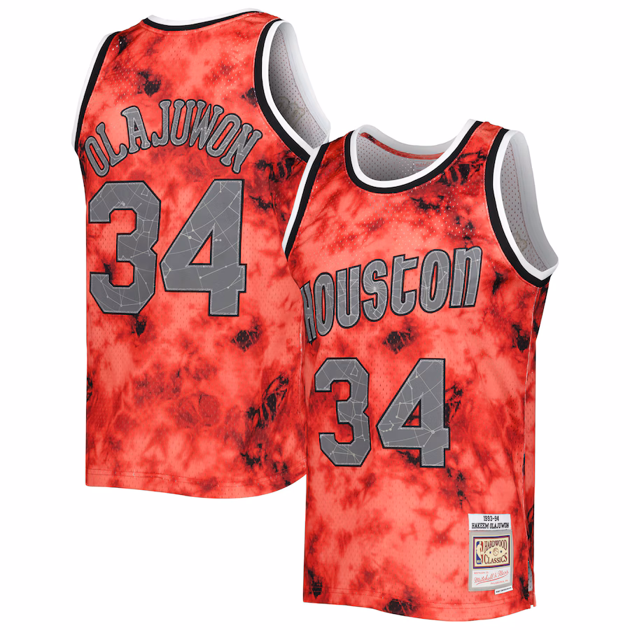 Men's Houston Rockets Hakeem Olajuwon Mitchell & Ness Red 1993/94 Galaxy Swingman Jersey - Jersey