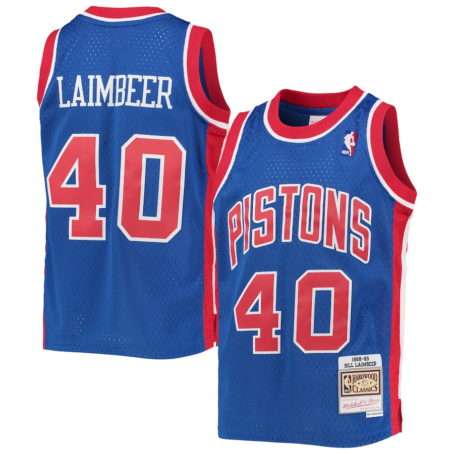 Youth Detroit Pistons Bill Laimbeer Mitchell & Ness Blue 1988/89 Hardwood Classics Swingman Jersey - Jersey
