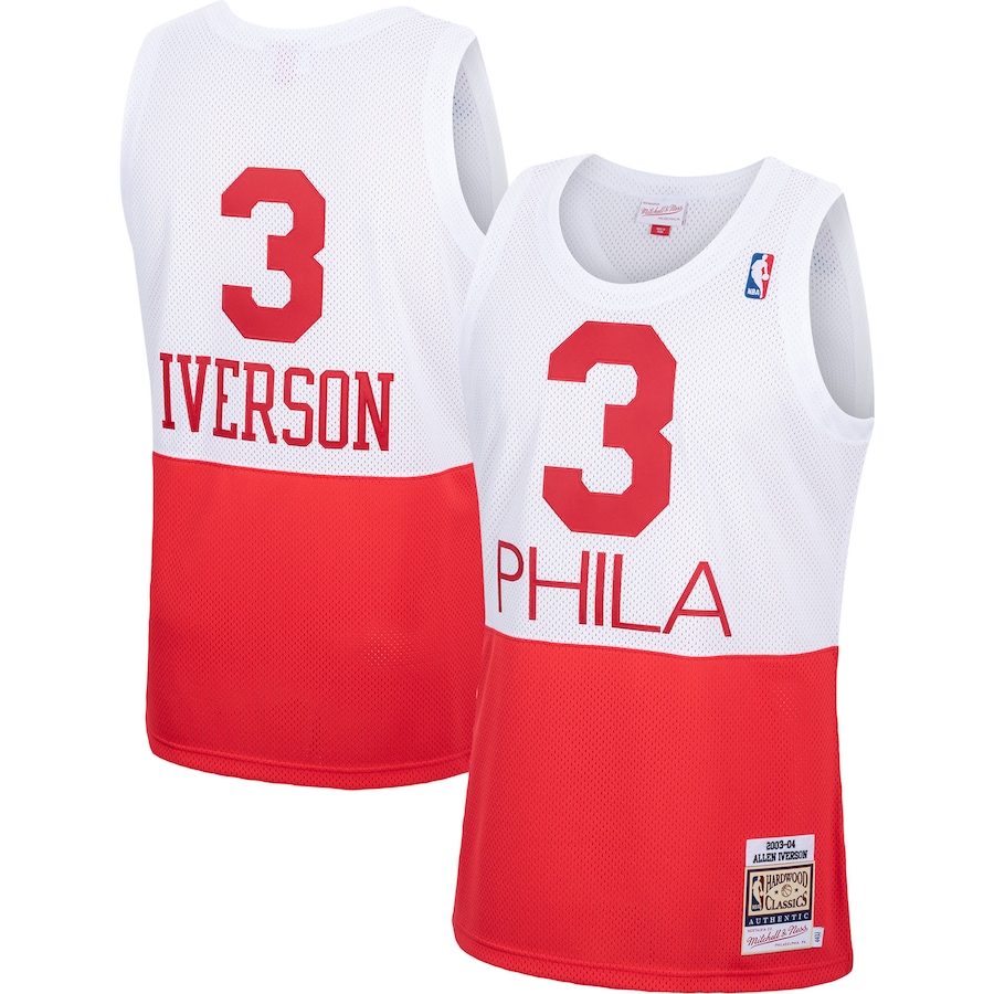 Men's Philadelphia 76ers Allen Iverson Mitchell & Ness White 2003/04 Hardwood Classics Authentic Jersey - Jersey