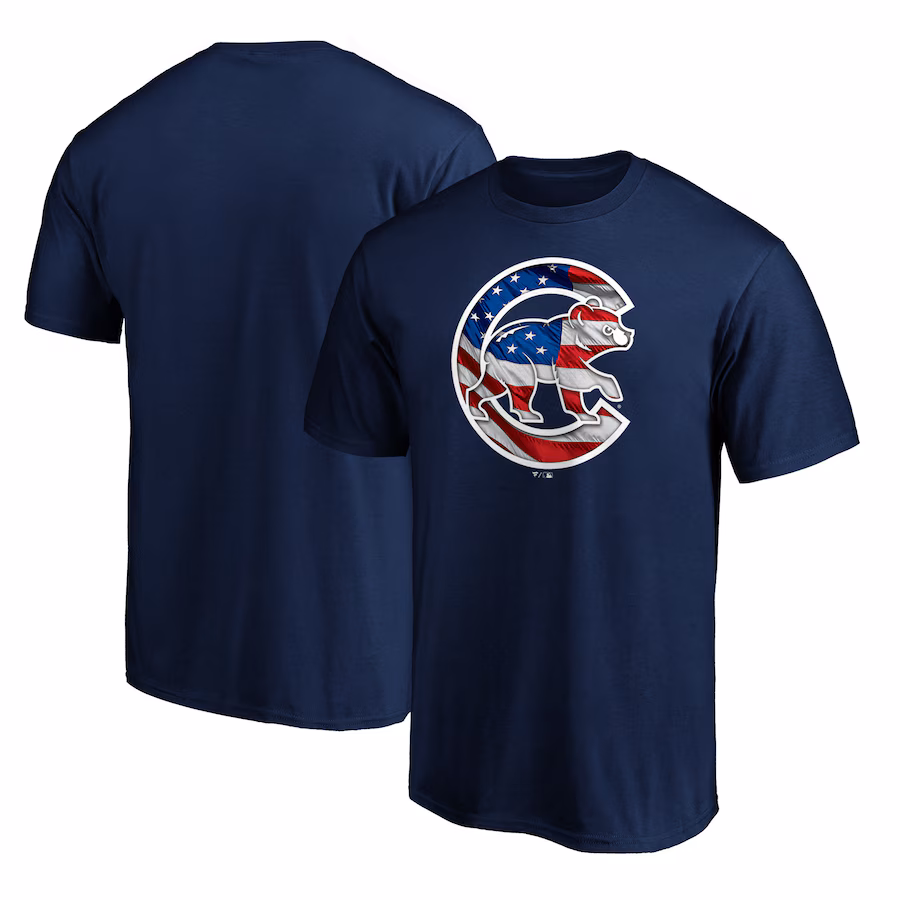 Men's Chicago Cubs Navy Team Banner Wave T-Shirt - Jersey