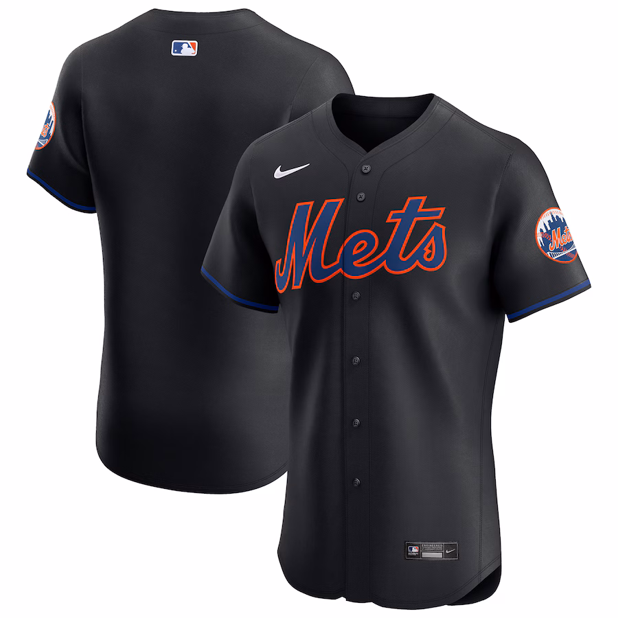 Men's New York Mets Nike Black Alternate Vapor Premier Elite Patch Jersey - Jersey