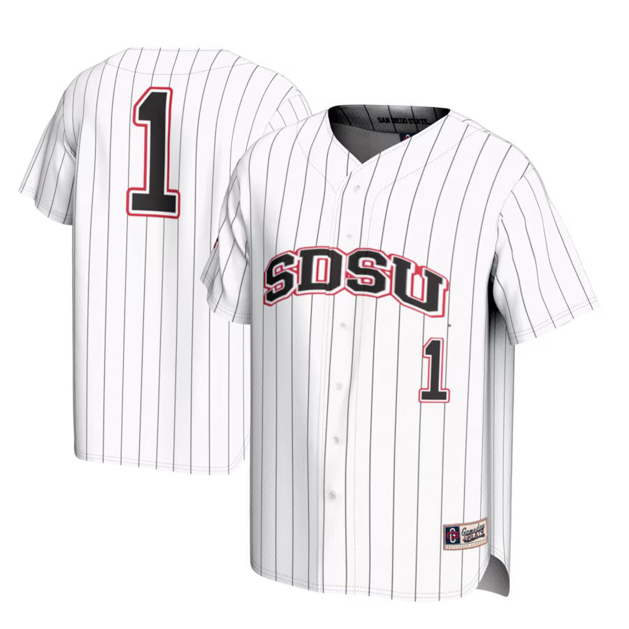 #1 San Diego State Aztecs GameDay Greats Lightweight Baseball Fashion Jersey - White - Jersey