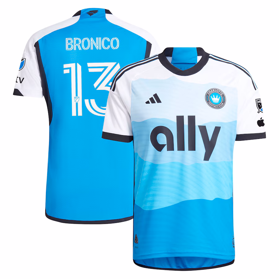 Men's Charlotte FC Brandt Bronico adidas Blue 2024 The Carolina Kit: Explore Authentic Player Jersey - Jersey