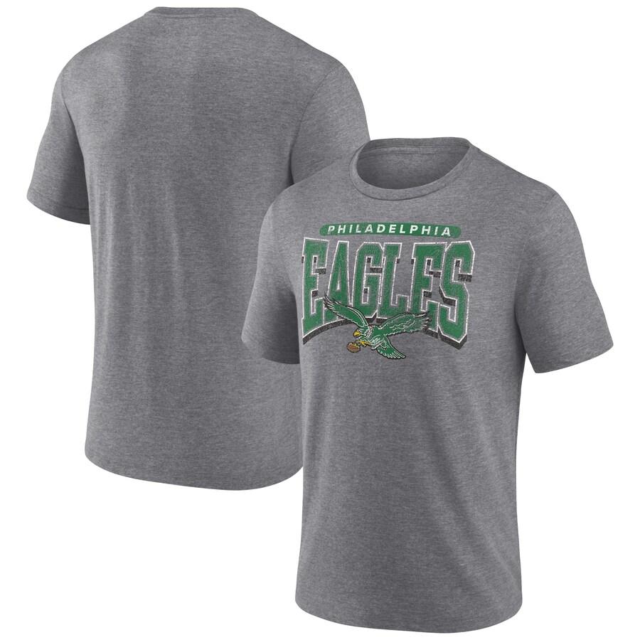 Men's Philadelphia Eagles  Heather Gray Warped Block Tri-Blend T-Shirt - Jersey