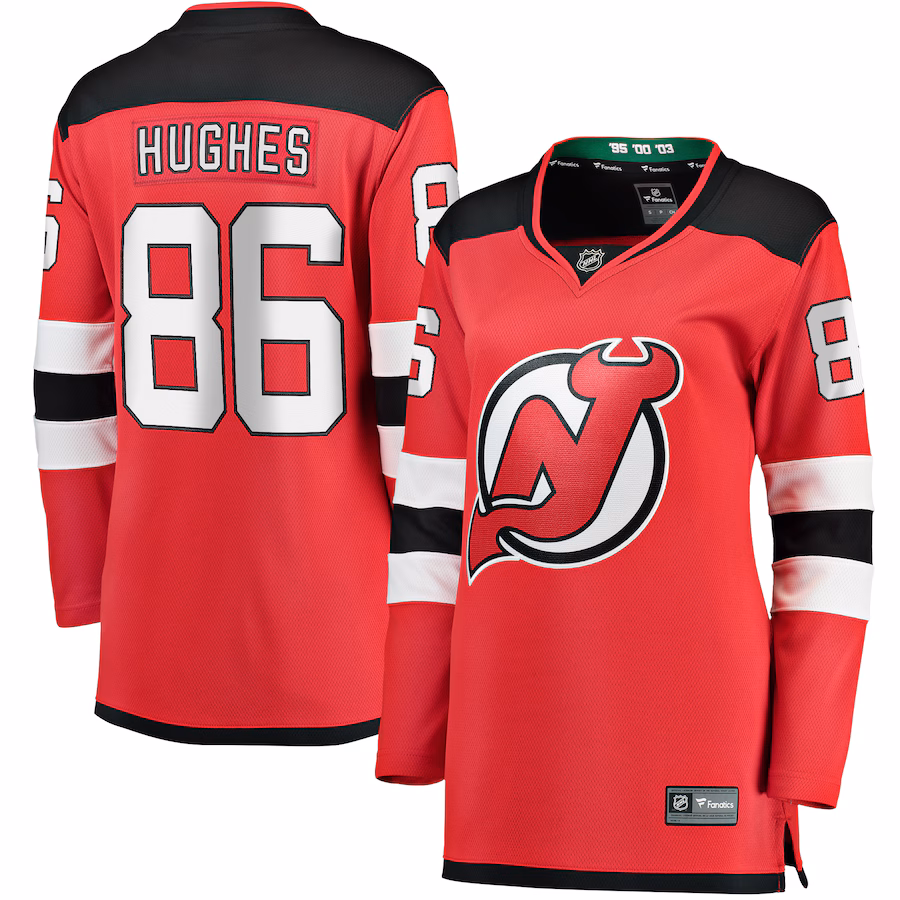 Women's New Jersey Devils Jack Hughes Fanatics Red Home Breakaway Jersey - Jersey