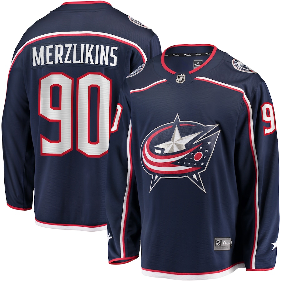 Men's Columbus Blue Jackets Elvis Merzlikins Fanatics Navy Home Breakaway Player Jersey - Jersey