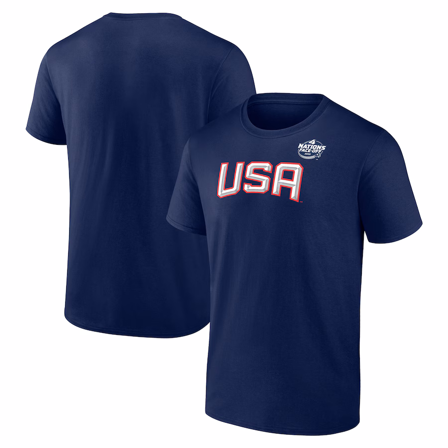 Men's USA Fanatics Navy 2025 4 Nations Face-Off Primary Logo T-Shirt - Jersey