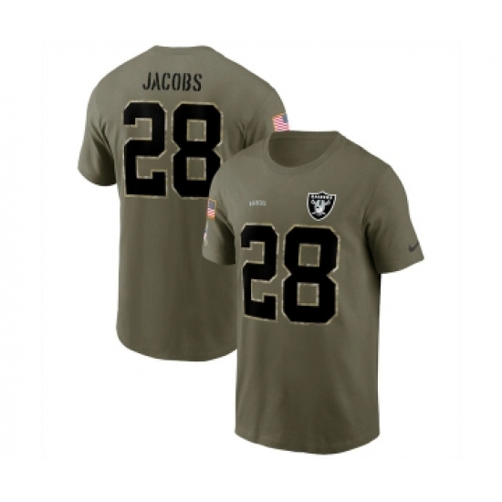 Men's Las Vegas Raiders #28 Josh Jacobs 2022 Olive Salute to Service T-Shirt - Jersey