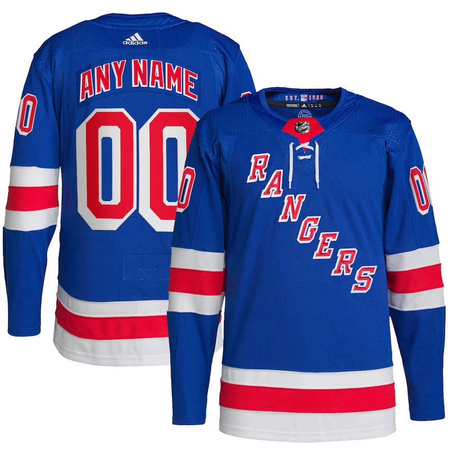Men's New York Rangers adidas Royal Home Primegreen Authentic Custom Jersey - Jersey