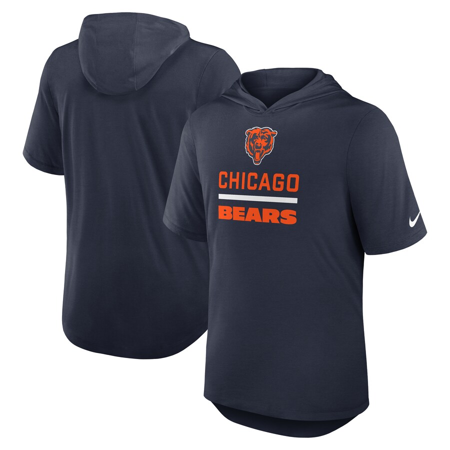 Men's Chicago Bears Nike Navy Lockup Tri-Blend Hoodie T-Shirt - Jersey
