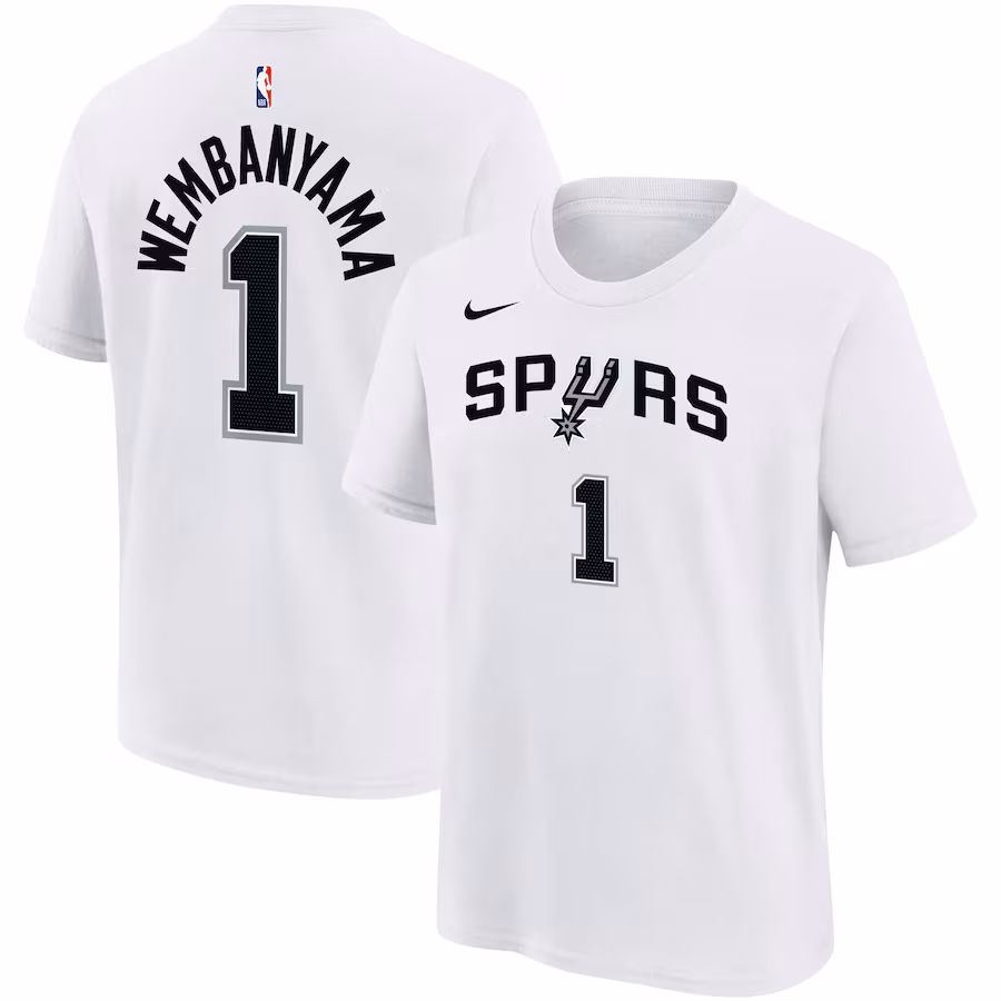 Youth San Antonio Spurs Victor Wembanyama Nike White Name & Number Association T-Shirt - Jersey