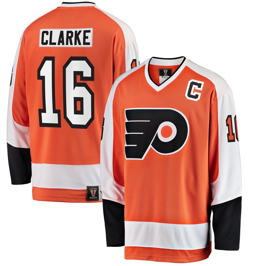 Men's Philadelphia Flyers Bobby Clarke Fanatics Branded Orange Premier Breakaway Retired Player Jersey - Jersey