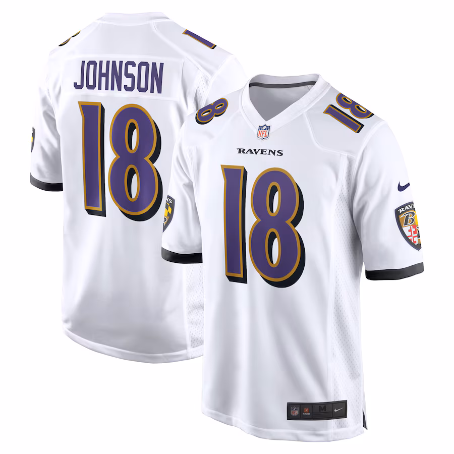 Men's Baltimore Ravens Diontae Johnson Nike White Player Game Jersey - Jersey